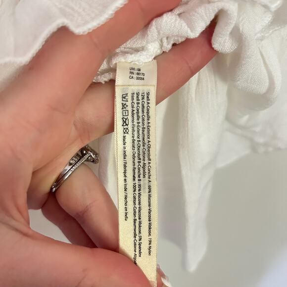 Free People Adella Cami Crochet Lace Crisscross Strap Top White Wash M - Picture 10 of 11